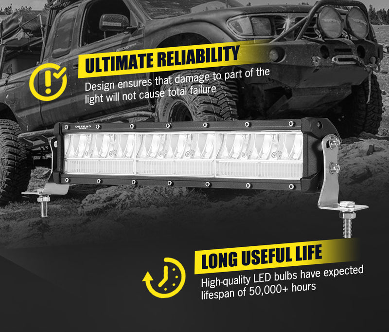 DEFEND 12inch CREE LED Light Bar Dual Row Spot Flood Driving OffRoad Truck 13"