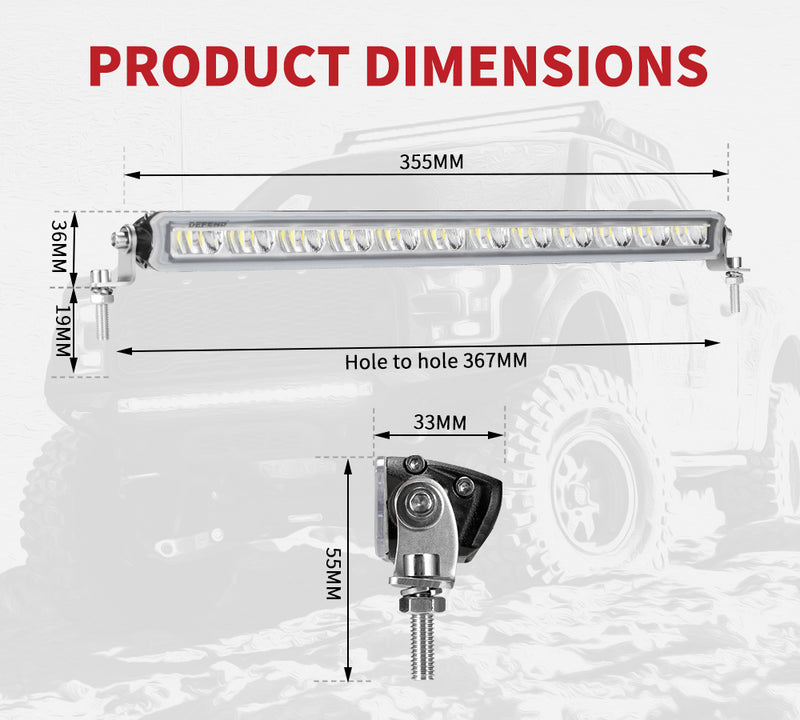 14inch Cree LED Light Bar Super Slim Single Row Flood Beam Offroad Lamp