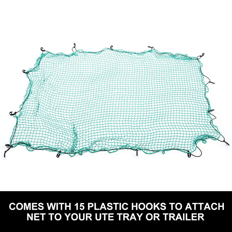 Cargo Net 1.5m x 2.2m 35mm Square Mesh Bungee Cord with Hook for Ute Trailer