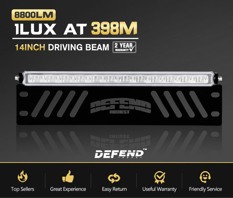 14inch CREE LED Light Bar Single Row Driving Beam W/ Number Plate Frame 4x4 Offroad