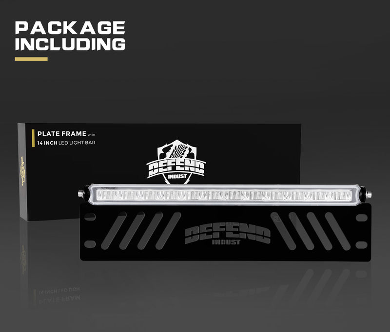 14inch CREE LED Light Bar Single Row Driving Beam W/ Number Plate Frame 4x4 Offroad