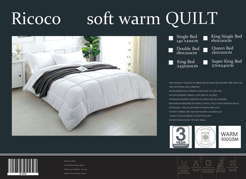 King Size 500GSM Soft Warm Quilt
