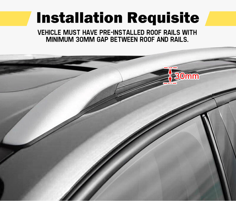 Universal Car Top Roof Rack Rail Cross Bars Aluminum 820-1490MM Lockable Silver