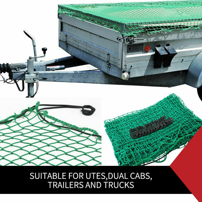 Cargo Net For Ute Trailer Truck 2Mx3M Nylon 35Mm Mesh Bungee Cord Free 15Pc Hook