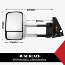 Pair Extendable Towing Mirrors Chrome Fit Toyota Prado 120 Series Wagon 03 - 09