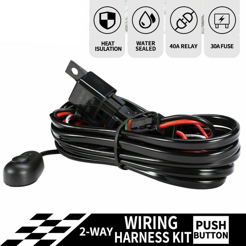 2 Way High Beam Wiring Loom Harness Relay Switch Kit 12V 40A Driving