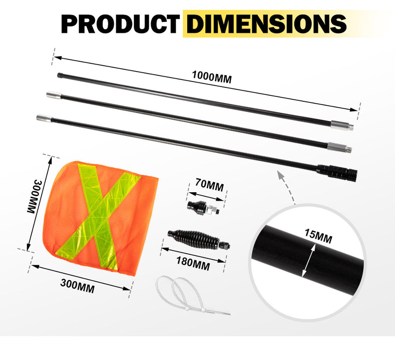 SAN HIMA 3M Recovery Sand Flag Safety Flag Simpson Desert Quick Connector Base
