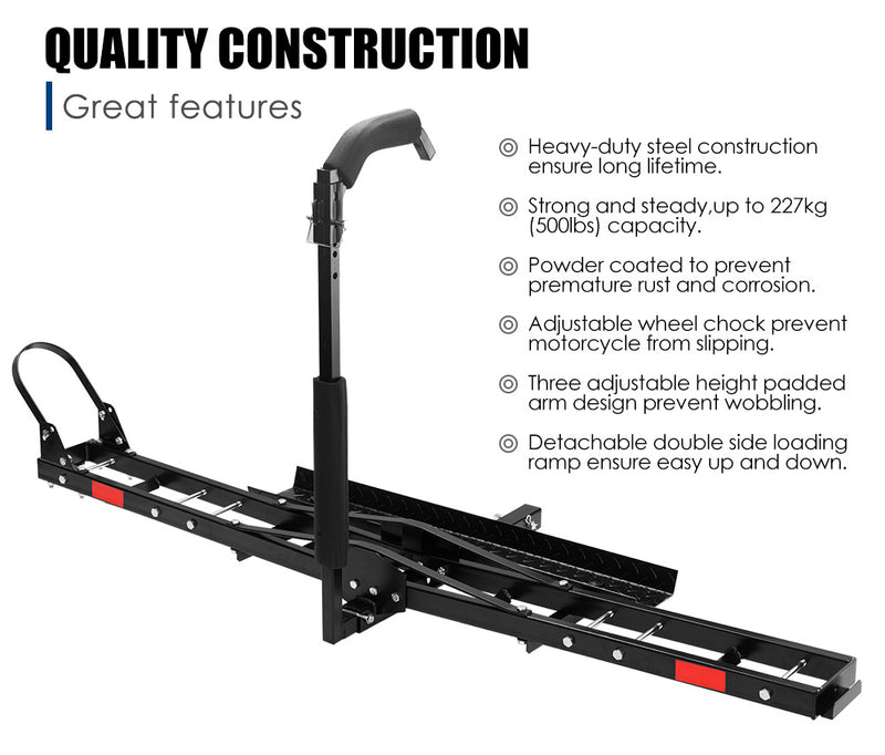 Steel Motorcycle Motorbike Carrier Rack 2" Towbar Hitch Mount With Ramp San Hima