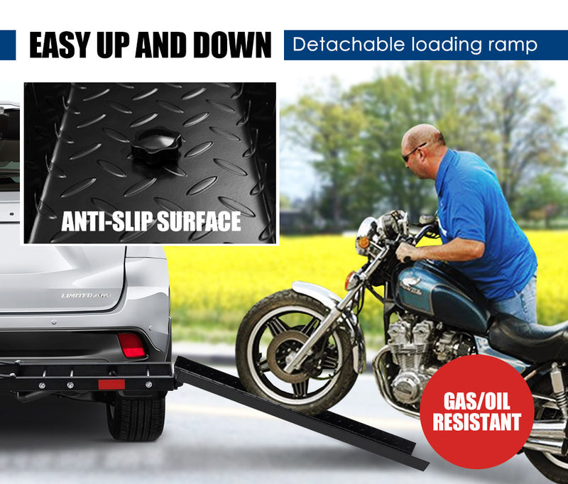 Steel Motorcycle Motorbike Carrier Rack 2" Towbar Hitch Mount With Ramp San Hima