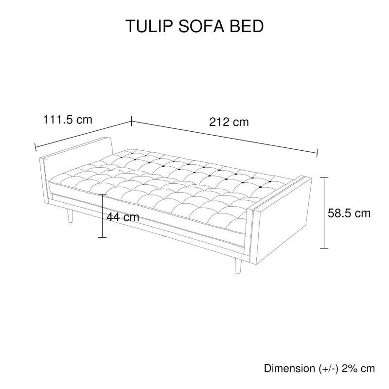 Tulip 3 Seater Sofa Bed Grey