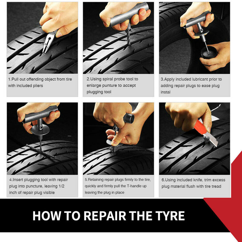 Tyre Repair Kit 67 pcs Emergency Tools Set Car Truck Trailers Motorcycle Bike