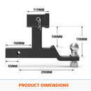 Dual Hitch Ball Mount Tongue Multi Use 2" Tow Bar Trailer Camper Bike Rack 4WD