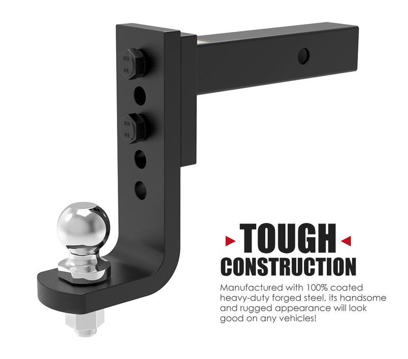 Adjustable Drop Towbar Tow Bar Ball Mount Tongue 2" Hitch Trailer Car 600LBS 4WD