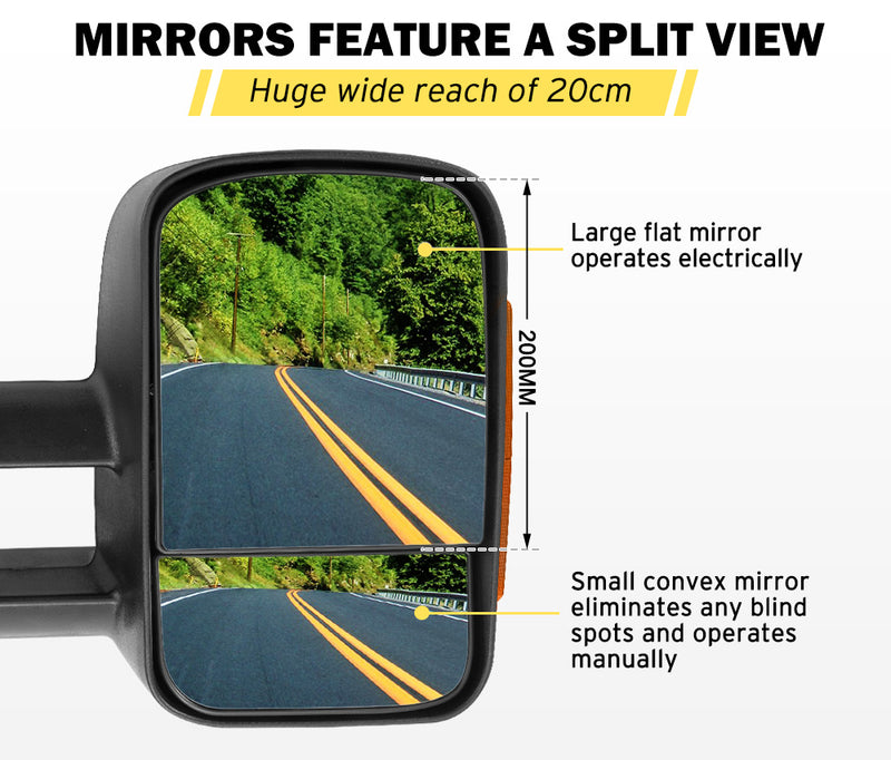 SAN HIMA Pair Towing Mirrors Extendable for Mazda BT-50 2012-ON