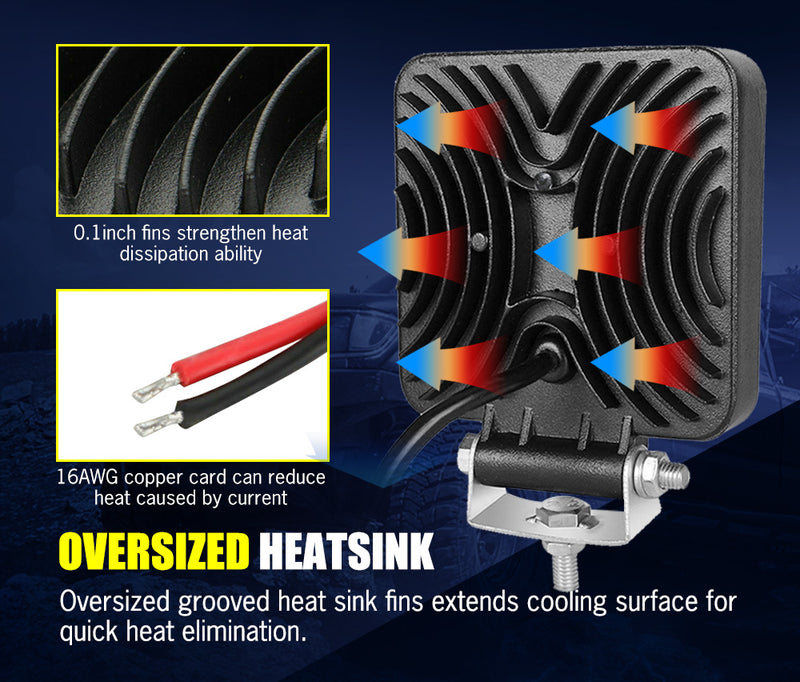 2X 4Inch Cree Led Work Lights Flood Spot Work Driving Lights Reverse Off Road 4WD