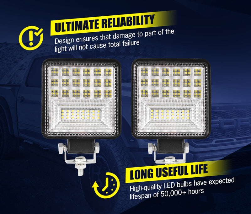 2X 4Inch Cree Led Work Lights Flood Spot Work Driving Lights Reverse Off Road 4WD