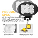 6inch 60W CREE LED Work Light Flood Beam 4WD Tractor Boat Super Bright Round