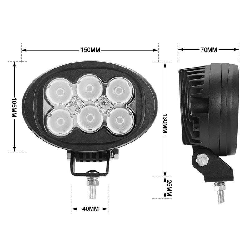 6inch 60W CREE LED Work Light Flood Beam 4WD Tractor Boat Super Bright Round