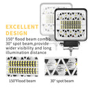 Pair 4inch LED Driving Lights Work Spot Flood Combo Cree Square Offroad 4WD