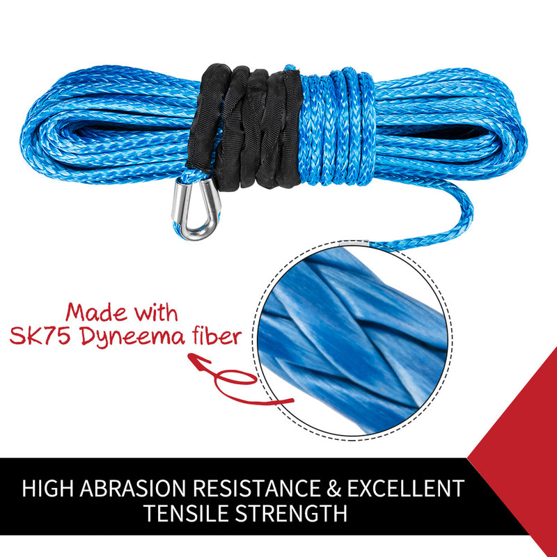 10Mm X 30M Synthetic Winch Rope Dyneema Sk75 Tow Recovery Cable 4WD Car Boat