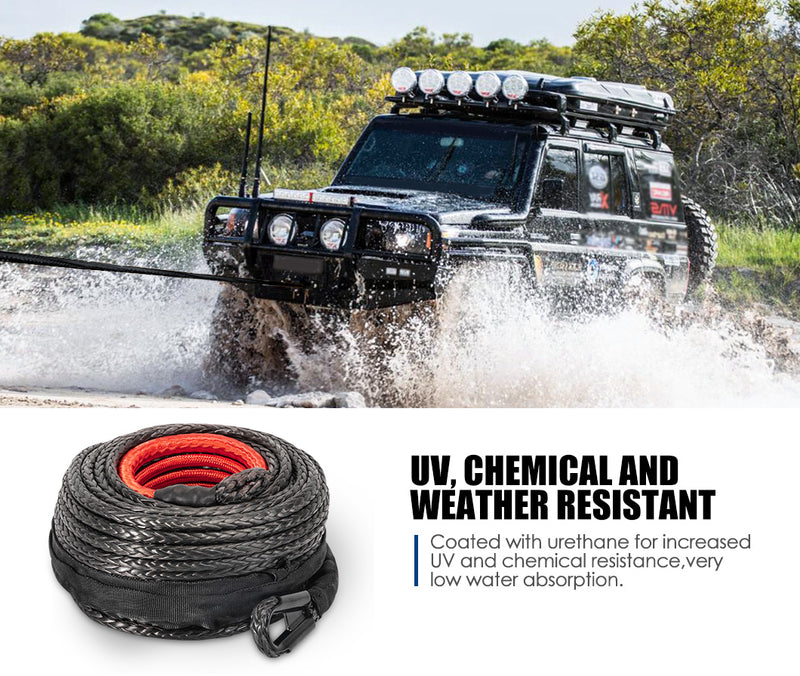 Winch Rope 10mm x 26m Dyneema SK75 Synthetic Rope Tow Recovery for WARN Offroad