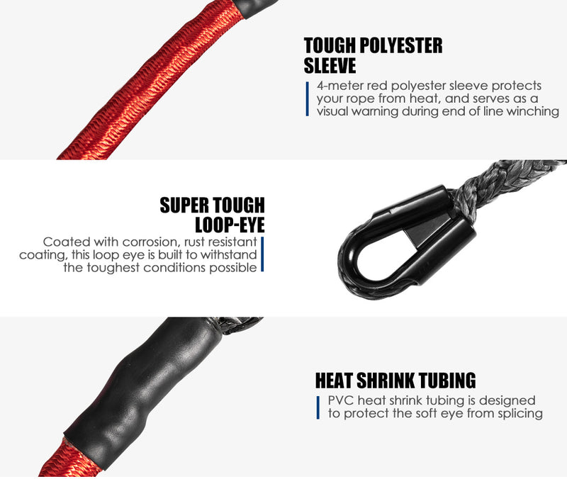 Winch Rope 10mm x 26m Dyneema SK75 Synthetic Rope Tow Recovery for WARN Offroad